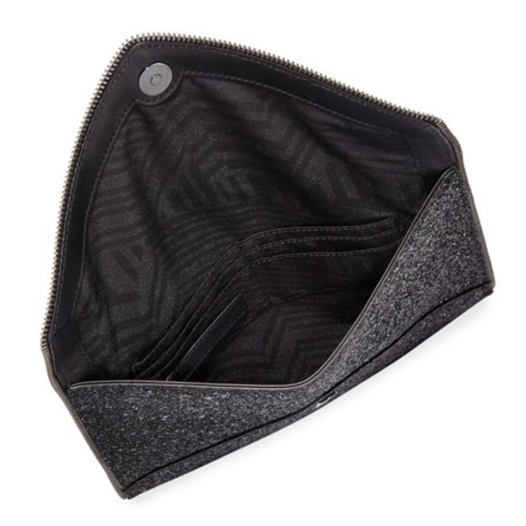 Rebecca Minkoff Black Glitter Leo Clutch NWOT - Picture 9 of 16